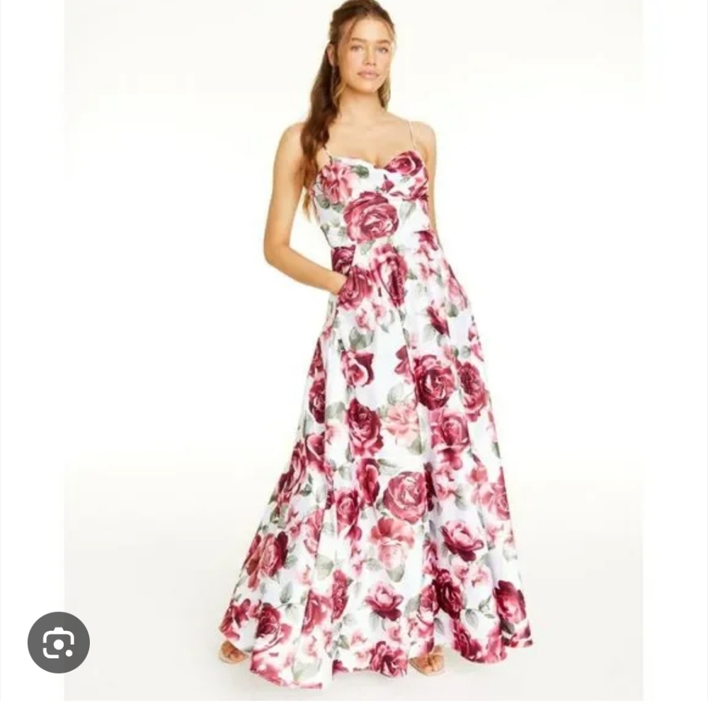 City Studio Red and White Floral Maxi Dress